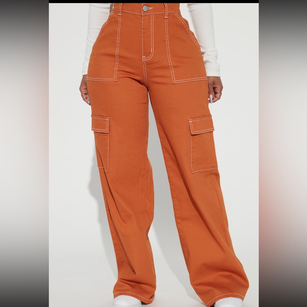 Fashion Nova Rust Cargo Jeans